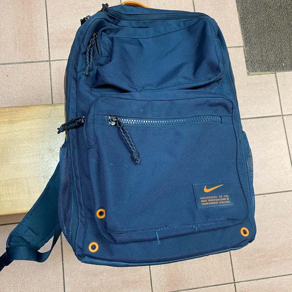 Nike Navy and Orange Men's Backpack